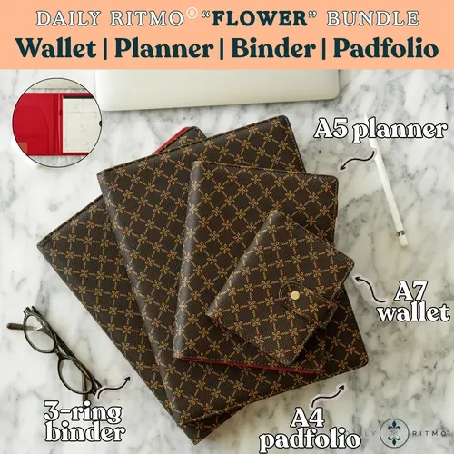 DAILY RITMO White ALL-IN Bundle - A7 Mini Wallet, A5 Planner, 3-Ring Binder, A4 Padfolio