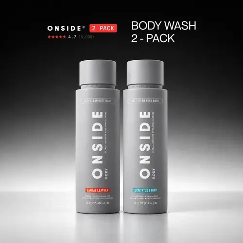 ONSIDE Body Wash 2-Pack | Removes Sweat, Dirt & Buildup | Maintains Skin Balance, Soothes & Refreshes | Dermatologist Tested + Sulfate, Paraben & Phthalate Free