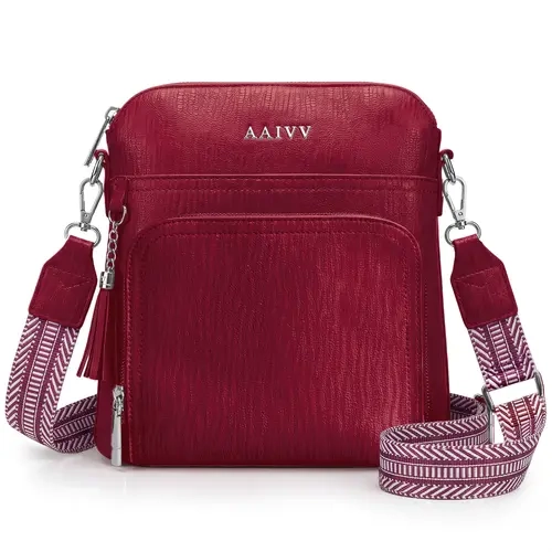 AAIVV SYTRAH Anti-Theft Crossbody Bag for Women, RFID Blocking Purse with Built-In Wallet, Adjustable Wide Strap, Vegan Leather Travel Shoulder Bag(Black)