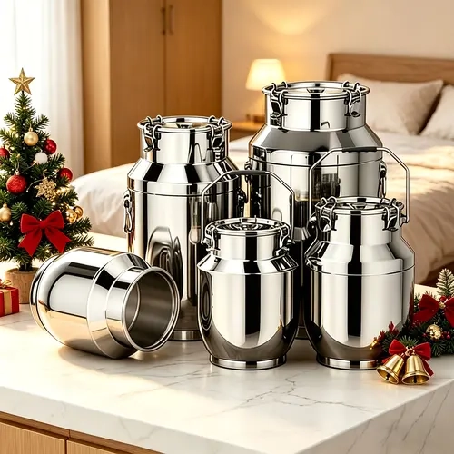 High Capacity 304 Stainless Steel Airtight Canister with Handle, Lockable Sealed Storage Jar, Liquid & Food Container for Milk, Wine, Tea, Kitchen Home & Business Use
