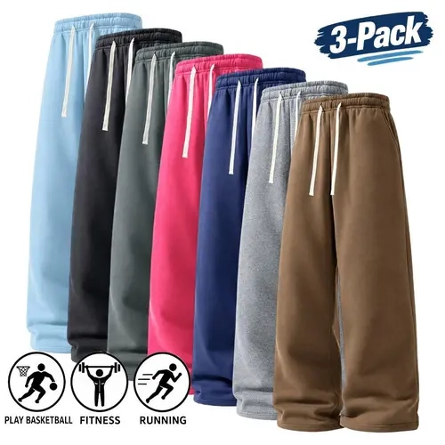 Men's Wide Leg Baggy Sweatpants - Adjustable Drawstring Elastic Waistband, Loose Fit, Soft Comfortable Fabric, Side Pockets, Multiple Color Combinations, Suitable for Fitness, Daily Wear, Home Use, Sweatpants Baggy