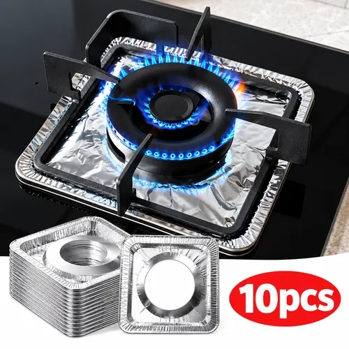 Disposable Stove Burner Protector, 10pcs Aluminum Foil Stove Burner Protector, Gas Stove Protector Pad, Kitchen Accessories