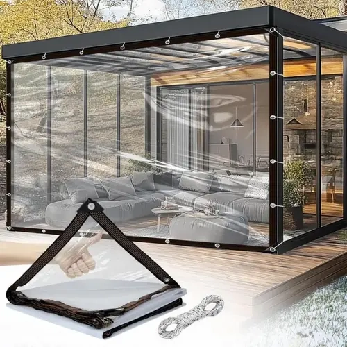 7*11 Waterproof Clear Tarp with Grommets - Insect-Resistant, Rainproof, Dustproof, Windproof, Snowproof, Heavy-Duty Durable Rain Cloth Cover, Transparent Tarpaulin for Outdoor Garden, Camping, Patios, Porch, Chicken Coop, Greenhouse and Plant Protection