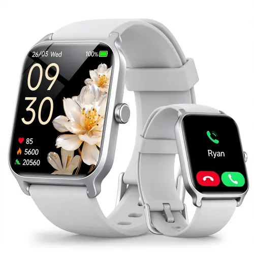 Smart Watch for Men and Women, 2.01" Touch Screen Fitness Tracker with Message Reminder, Step Counter, Alarm, Timer, Music Control, Comfortable Strap, Compatible with Most iOS and Android Smartphones, Back to School Gift, Ios/Android, Men/Women
