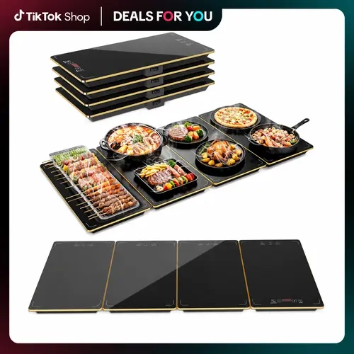 Electric Warming Tray Kitchen Appliance - 4-in-1 Buffet Warmer with 33"x15" Glass Surface, 9 Temperature Settings, Panel Ready Hot Trays