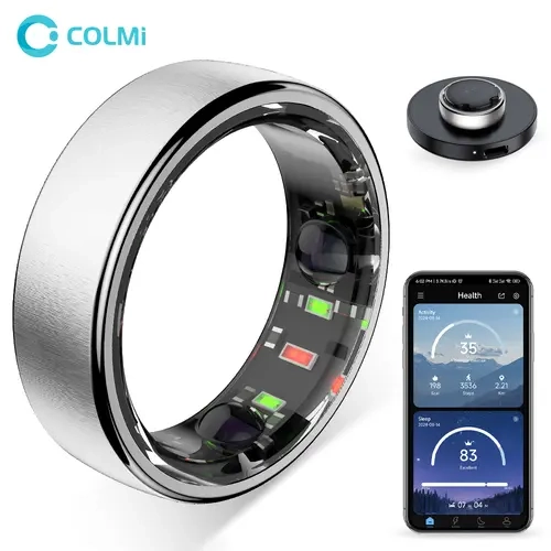 COLMI AERO Smart Ring Upgraded Smartring, Heart Rate,Sleep & Body Temperature Tracker, 5ATM Waterproof, Wireless Charging, Vibration Alerts, QRing App, Gunmetal, Silver, Rose Gold, Sizes 7-14