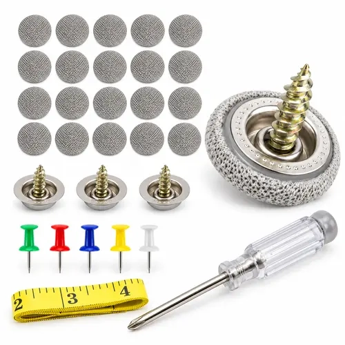 Car Headliner Repair Button Kit (20PCS/40PCS) - Gray Fabric-Covered Car Accessories, Roof Liner Fixing Caps with Screwdriver, Push Pins and Measuring Tape