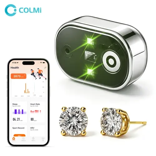 COLMI Smart Earrings, Moissanite and 925 Sterling Silver Discreet Wellness Tracker for Daily Wear, Heart Rate, Sleep, Steps, Calories, IP68, 5-7 Days