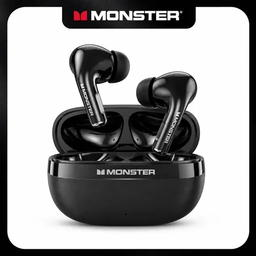 Monster Bluetooth 6.0 Chargeable In-Ear Wireless Headphones, Electronic Audio Device with 360° Immersive Sound, Dual-Mic Enhanced Calls, Long Battery Life, Soft Secure Fit, Touch Control, Low Latency Connection for Music, Workout