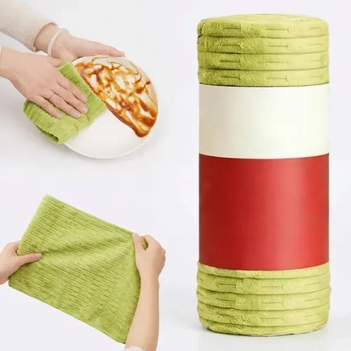 Tear-Off Plush Microfiber Cleaning Cloth Roll, Highly Absorbent Lint-Free Kitchen Rags for Grease, Spills and Everyday Cleaning
