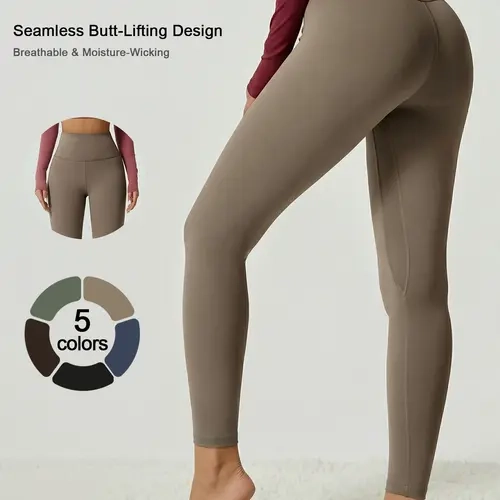 Womens High Waist Yoga Leggings High Stretch Athletic Pants Tummy Control Butt Lifting Slimming Buttery Soft Breathable Casual Tights for Running Cycling Daily Wear All Season Solid Color Workout Leggings Yoga Bottoms
