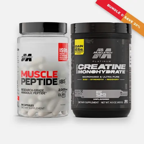 Bundle & Save Peptides + Creatine - Peptide 185 + 80 Servings Unflavored Creatine - Muscle Activation, Recovery, and Strength