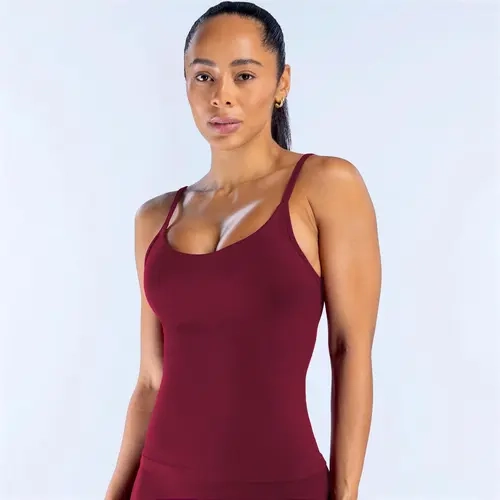 DEEFY Impact Scoop Neck Top Women's Workout Tank Top Longline Fitted Athletic Tank Yoga Gym Fitness Activewear Sleeveless Built In Bra Removable Pads Stretch Bodycon Sportswear