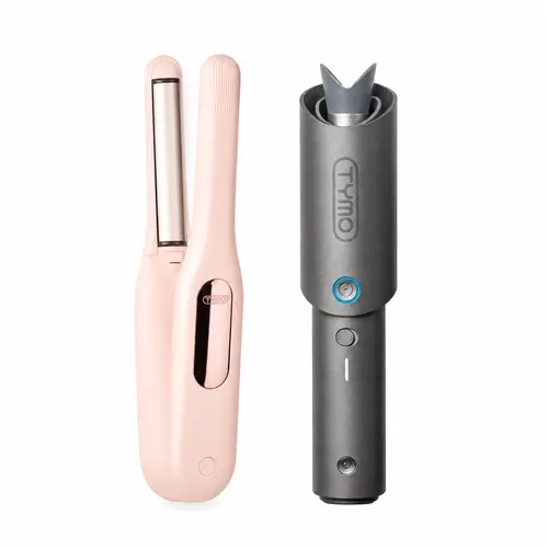 【Live Only】TYMO ClamGo Mini & Curlgo Eco Cordless Hair Styling Bundle - Portable Flat Iron & Automatic Curling Iron, 2-in-1 Straightener & Curler, Rechargeable Travel Hair Tools for Effortless Curls & Sleek Styles