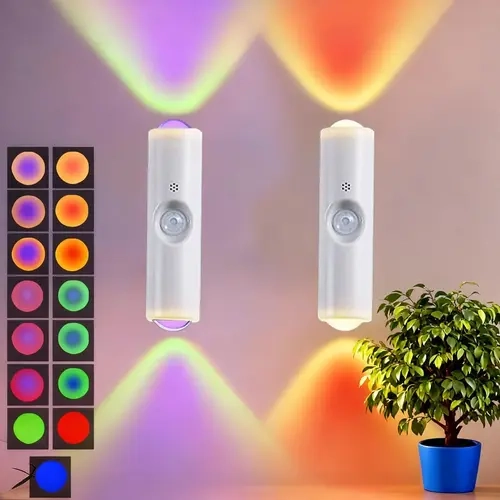 Smart LED Motion Sensor Wall Lamp - Dimmable RGB Gradient USB Rechargeable Magnetic Stick-On Night Light for Bedroom, Entryway | House Decor, Aesthetic Home Decor, Led Lights