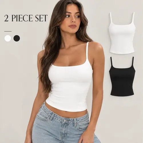 Tournesol Women's 2-Piece Tank Top Set black and white 006