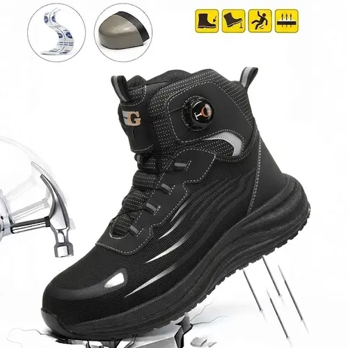 MELLOWMILES Unisex Work Safety Shoes - Heavy-Duty Work Footwear with Steel Toe, Kevlar Midsole, Anti-Slip Rubber Outsole, Quick-Lacing System, Lightweight, Breathable Design