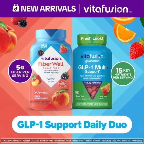 [Vitafusion] GLP-1 Support Daily Duo: Fiber Well Sugar Free Gummies & GLP-1 Multi+ Support