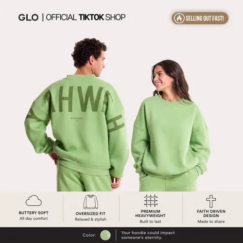 GLO Kingdom Essential Crewneck Sweatshirt | Faith Word Collection | Christian Sweatshirt, Oversized Unisex Fit