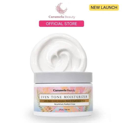 Caramela Beauty Even Tone Brightening Moisturizer Cream with Kojic Acid, Licorice Root, Hyaluronic Acid, Glycerin - Fragranced, Moisture-Boosting - 2 fl oz (60 ml) for Nourished Radiant Glow