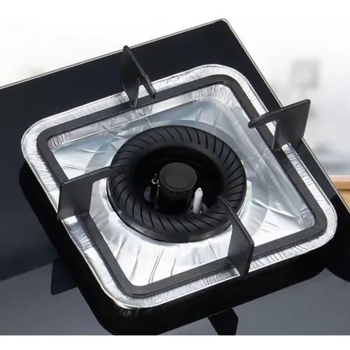 Disposable Aluminum Foil Protective Pads, 8.5" x 8.5" with 4.5" Opening Diameter, for Most Standard Cooktops