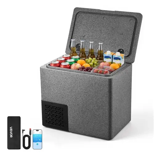 VEVOR 12V Portable Compact Road Refrigerator - 21.1 QT/20L Electric Compressor Fridge-Freezer Mini Fridges with APP Control, 12V/24V DC, 14℉ to 50℉ Ultra-Light EPP Unit for Truck RV Camping