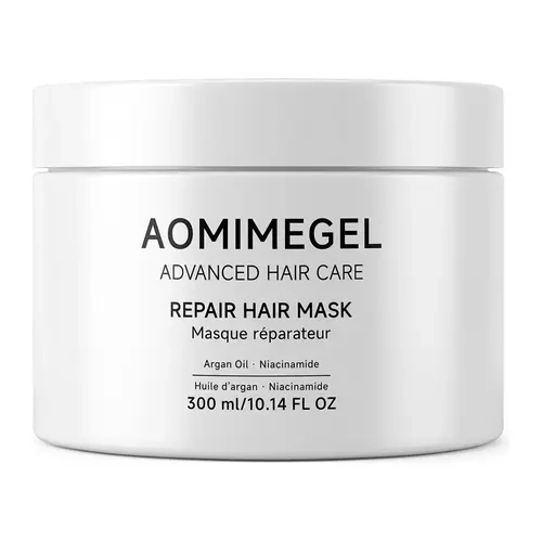 Aomimegel hair mask,Repairing Haircare Gel Mask with Argan Oil & Niacinamide, Deep Conditioning Treatment for Dry Damaged Hair, All Hair Types, 10.14 fl oz (300ml)