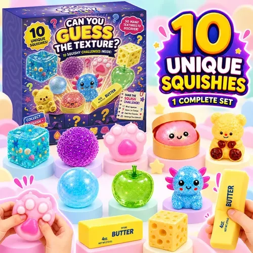 BEIREG 10 PCS Mixed-Texture Squeeze Toys Set, Stress Relief Fidgets Toys with 10 Styles-Slow/Fast Rebound, Slow Rising Squishies, Squishies Crunchy, Multiple Bounces, Squishy Balls, Stress Ball Squishy, Guessing Game Gift for Kids Adults fun sensory