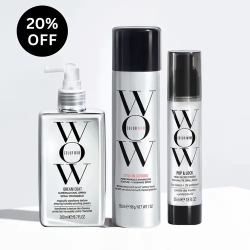 Color Wow Anti-Frizz & Shiny Hair 3-Piece Bundle | Dream Coat Humidity Protection Spray | Volumizing Texture Spray | Pop & Lock Hair Serum | Tame Flyaways| Glossy Hair Products For A Glass Hair Finish