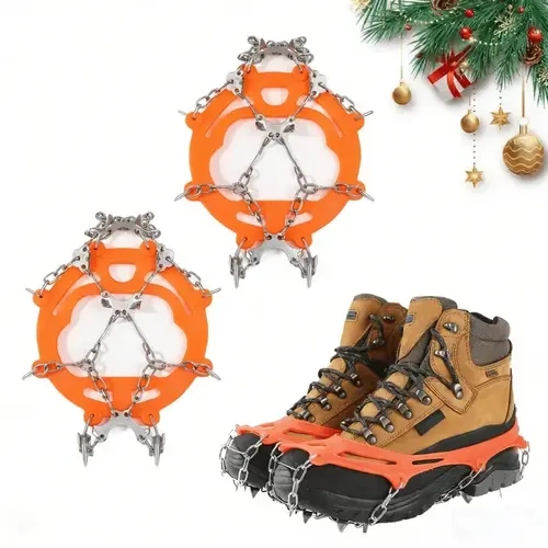 8-Claws Ice Cleats for Shoes and Boots, Lightweight Anti-Slip Crampons, Traction Snow Grips for Walking, Daily Commuting, Hiking, Unisex One-Size Winter Outdoor Sports Equipment