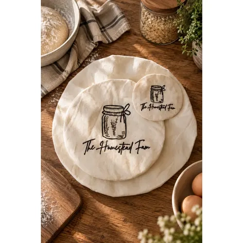 The Homestead Fam Reusable, Washable Cotton Bowl Covers - 3 Pack Kitchen Preserving Container Accessories