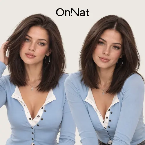 Marnie - OnNat Rich Chocolate Brown Layered Bob Lace Front Wig | 14-inch 13x6 Free-Parting Lace Front Soft Face-Framing Layers Pre-Plucked Natural Hairline Ear-to-Ear Lace Coverage More Styling Freedom Heat-Resistant Synthetic Fiber