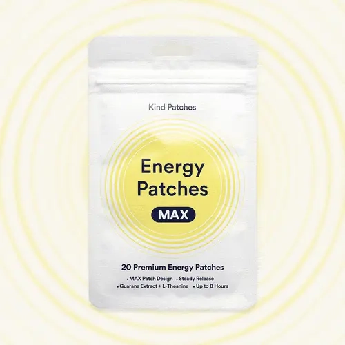 Kind Patches | Energy MAX Patches | 20 Premium Energy Patches: Guarana Extract + L-Theanine, Sustained Energy & Focus, Up to 8 Hours, 20 Day Supply