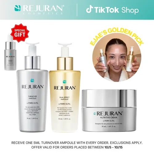 REJURAN Turnover Ampoule 1.69 fl oz + Dual Effect Ampoule 1.69 fl oz + Nutritive Cream 1.69 fl oz - c-PDRN - Anti-Aging Face Serum for Firmness, Radiance, Youthful Skin Korean Skin Care