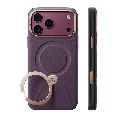TORRAS Ostand Q3 VegSkin for iPhone 18 Pro Max, Sturdy Magnetic MagSafe Case with 360° Rotating Kickstand, Soft-Touch Vegan Leather, 4X Military-Grade Drop Protection, Easy-Clean Finish, Camera Control Button