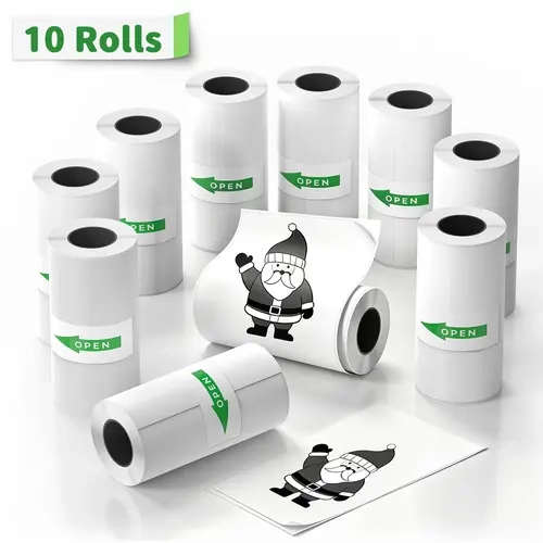 BPS/BPA Free Thermal Holographic Paper Rolls For Sticker Printer – 10Rolls 360 Total Make, Refill Inkless Printer Paper for AI Voice-Powered Sticker Maker, Mess-Free