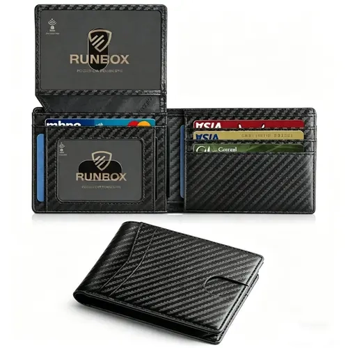 Men's Minimalist Wallet - Stylish Pop-Up Card Holder with Multiple Slots, Secure Closure - Everyday Use Men's Wallet with Gift Box