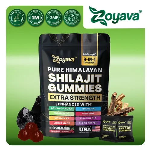 [LIVE AUCTION] Zoyava Pure Himalayan Shilajit Gummies - Tamarind & Raspberry Flavored 9-in-1 Dietary Supplement for Fitness & Healthcare - MADE IN USA - 60 Edible Gummies