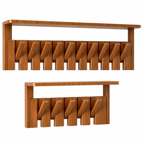 Wooden Wall Rack with Shelf, Wall-mounted Entryway Hanging Shelf, Coat Rack Hooks Hangers for Closet, Kitchen, Bedroom, Bathroom, Entryway, Mudroom for Coat, Clothes, Hats, Robes, Bags and Towels Organizer Rustic Brown