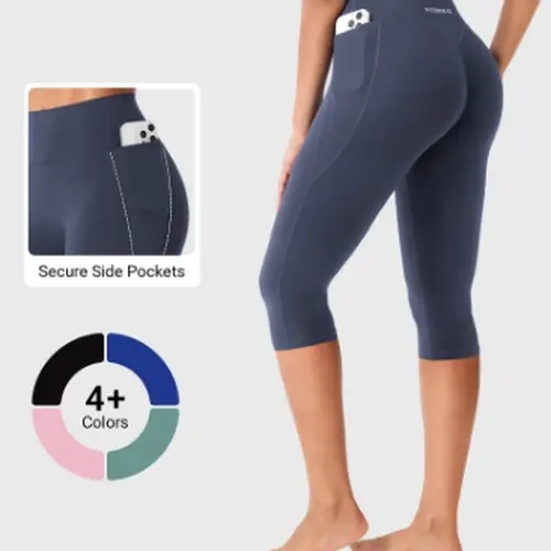 [LIVE] YEOREO Women's 17" High Waisted Workout Capri Leggings - No Front Seam, Hidden Scrunch - for Gym, Yoga - Summer Soho Chic Active Bottoms