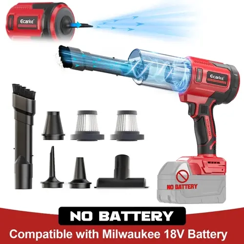 Ecarke Cordless Car Vacuum Compatible with Milwaukee 18V Battery【Battery NOT Included】,20000Pa High-Power 5-in-1 Handheld Vacuum & Air Blower, Air Duster and Pump for Car, Home, Office & Pet Cleanin