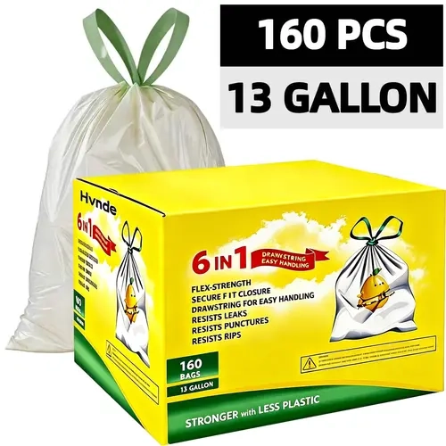 13 Gal Tall Kitchen Drawstring Trash Bags  Leak Puncture &  Ultra Strong Tear Resistant for Kitchen Office Outdoor Party Pet Owners,am