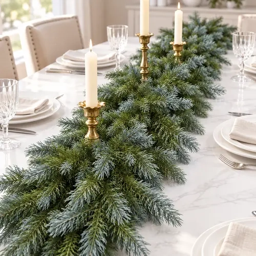 6 FT Artificial Blue-Tipped Spruce Garland, Festive Green Decoration for Mantel & Staircase, 1 or 2 Pack Christmas Gift