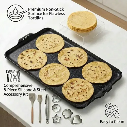 AORAN Non-Stick Food-Grade Baking Pan - Household Items, Kitchen Baking Supplies, Essential Non-Toxic Bakeware, Teflon-Free, Easy-Clean, Dishwasher-Safe for Taco Prep