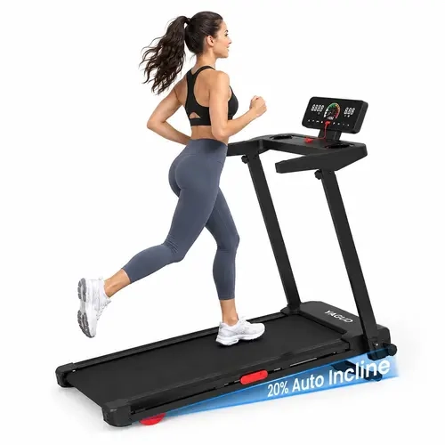 YAGUD Auto Incline Treadmill with Handle Bar, 7.5 MPH Folding Walking Pad for Home, Under Desk Treadmill with Cup Holder, Compact Foldable Treadmill