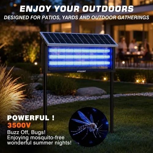 【Opantalk Exclusive】HYKOONT Large Size Cordless  Rechargeable Bug Zapper - 3500V Zap Power Electronic  With Triple UV-C Tubes, Dusk-Dawn UV Light Trap, Mosquito Fly Trapper for Home Garden Pest Control