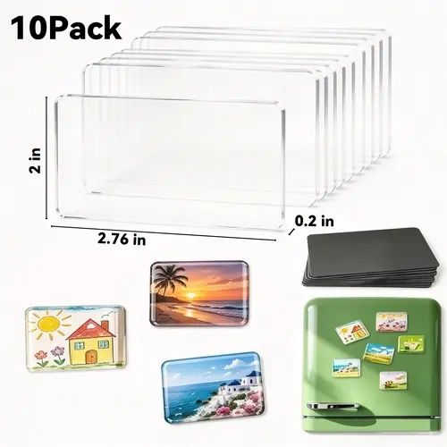 Magnetic Photo Frames 3.2x2 Inch, DIY Fridge Magnets 10 Pack, Clear Acrylic Picture Frame Magnets for Refrigerator, Crafts, Classroom, Kitchen & Office Decor, Back to School Dorm Essentials