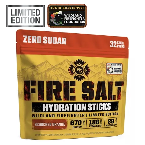 Fire Salt - Limited Edition - Scorched Orange - Electrolyte Packets, 32 Count, Zero Sugar Hydration Drink