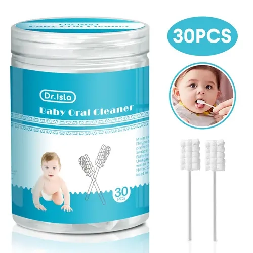 Dr.Isla Tongue Cleaner, 30pcs Disposable Baby Buds, Care for 0-36 Month Baby