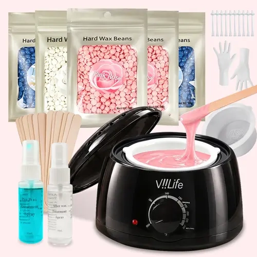V[New Arrival] Viilife Complete Hair Removal Kit for Beginners—a safe body care product featuring wax beads; designed for sensitive skin and at-home use, this is a body care solution tailored for women. Achieve salon-smooth skin. wax cracking squishy